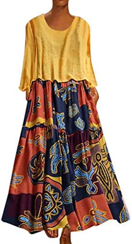 שמלה בגודל פלוס לנשים שני חלקים הדפס פרחוני שרוול קצר שרוול רופף זורם ישר זורם עם כיסים צדדיים