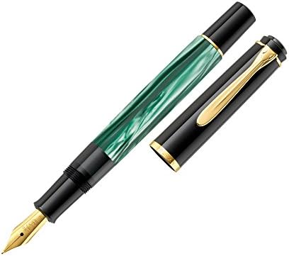 Pelikan Elegance M200 עט מזרקת שיש ירוק, קצה F 1.9 x 14.3 x 1.9 סמ