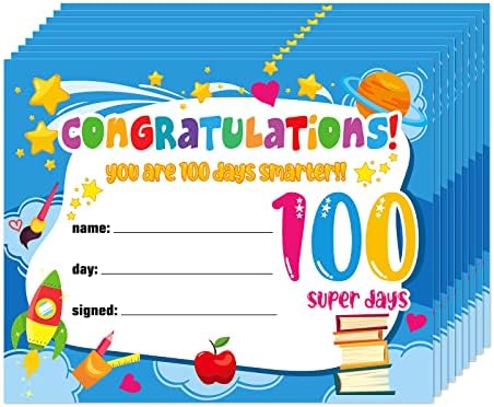 פקראפט 30 יחידות 100 יום בית הספר תעודות פרס לילדים 100 ימים תעודה חכמה יותר 100 יום הכרה תעודות פרס מתנות