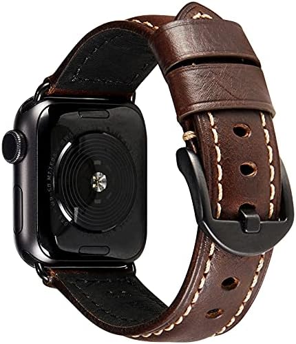 להקת עור תואמת להקת Apple Watch 45 ממ 44 ממ 42 ממ לגברים, רצועת החלפת רטרו מקורית של Gitalian Leather