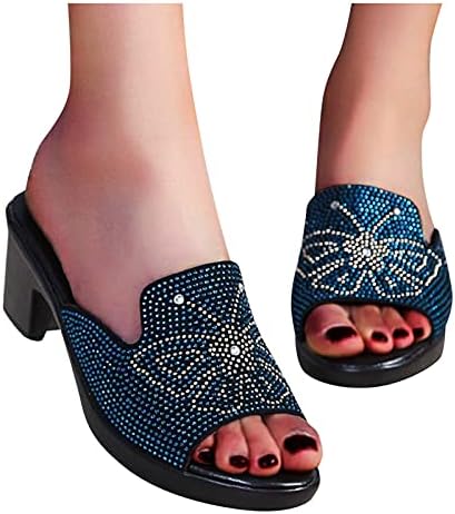 נעלי בית לנשים חיצוניות אופנה אטומה למים מזדמן מחליק יהלום שמנמן על עקבי פנאי כפכפי קיץ מקורה סנדלי סנדלים מטושטשים