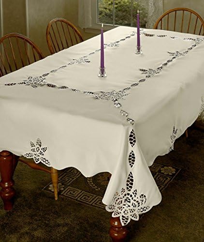 פשתן סגול בטנבורג עיצוב תחרה מפת שולחן לבן 70 על 120 מלבני/מלבן