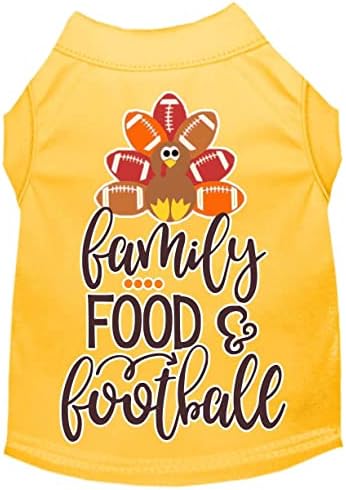 משפחת, אוכל וכדורגל הדפס חולצת כלבים צהובה XS