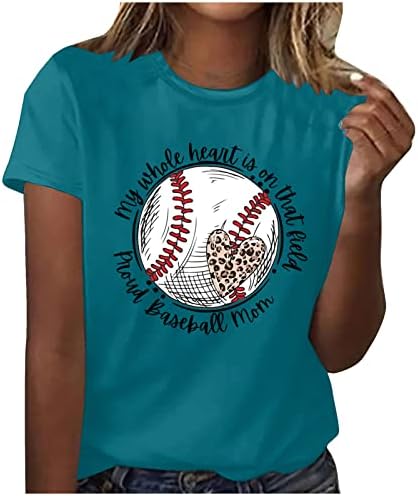 בייסבול בייסבול טש חולצת מכתב הדפס גרפיקה גרפיקה חולצה חמודה חולצה חולצות אימון עם שרוול קצר סטנדרטי לנשים