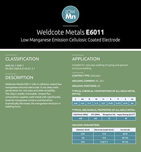 מתכות Weldcote E-6011 אלקטרודות ריתוך פליטת מנגן נמוך. ריתוך בטוח יותר. מיוצר בישראל