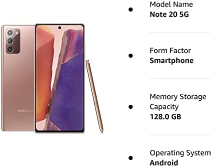 Samsung Electronics Galaxy Note 20 5G N981U טלפון סלולרי אנדרואיד, גרסת ארהב, אחסון של 128 ג'יגה-בייט,