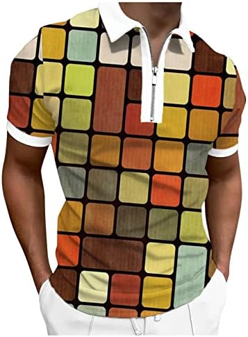 רוכסן XXBR פולו חולצות גולף לגברים קיץ שרוול קצר הדפסה גיאומטרית מצחיקה גרפיקה טניס מזדמן חולצה לעבודה לעבודה