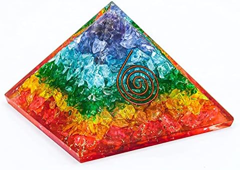 פירמידה של צ'אקריק אורגון למדיטציה לריפוי, 7 פירמידה אורגונה צ'אקרה, עשויה מג'ספר אדום, סיטרין, אוונטורין