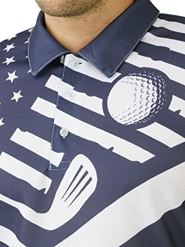 חולצות גולף של Hivichi לגברים חולצת פולו גברים מצחיק נדנדה פטריוטית חולצת דגל אמריקאית מטורפת כושר יבש פולו