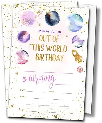 בנה את הזמנות למסיבת יום ההולדת העולמית הזו עם מעטפות, כרטיסי הזמנה ליום הולדת של ילדת זהב 4 x6,
