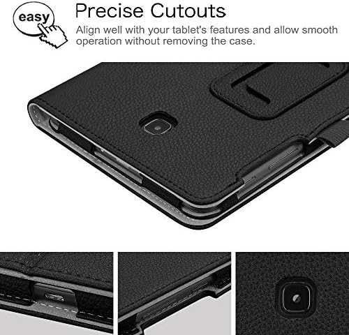 מארז Fintie Folio עבור Tab Galaxy Galaxy A 8.0 2018 דגם SM-T387, Slim Fit Premium Premium Vegan Stand כיסוי, שחור