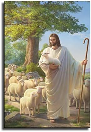 ישוע המשיח רועה רועה ארט דקו פוסטר אמנות קיר תמונה בית אמבטיה משרד עיצוב חדר שינה