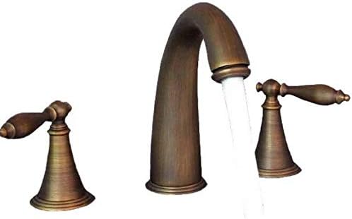פליז עתיק פליז נפוץ אמבטיה רכבה 3 חורים מנופים כפולים מטפל ברז מערבל ברז כיור אמבטיה מטבח.