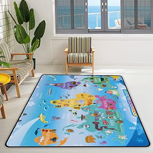 זוחל שטיח מקורה משחק מחצלת מפת עולם לסלון חדר שינה חינוכי משתלת חינוך שטיחים שטיחים 80x58in