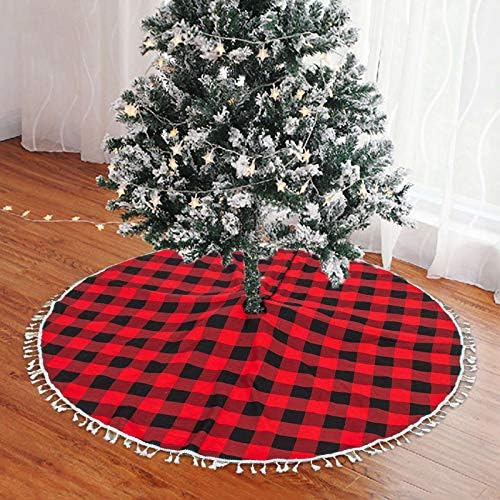 חצאית עץ עץ Brinebeauty חצאית עץ חג המולד משובצת משובצת 30 '' חצאיות עץ חג המולד אדומות ושחורות