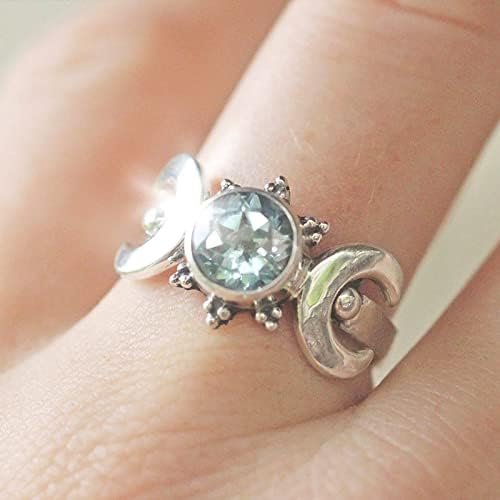 2023 מעודן וינטג 'עגול זירקון טבעת ירח לנשים טבעת אירוסין מתנות תכשיטים היי טבעת נמוכה לבת