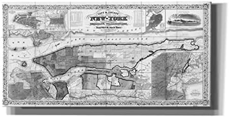 מפת גרפיטי אפי של ברוקלין, ניו יורק 1918 'תיק, אמנות קיר זכוכית אקרילית, 60 x30