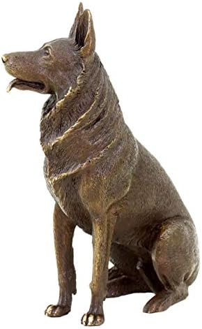 Kunst & Ambiente - פסל כלבים רועה גרמני - פסלון בעלי חיים - מיניאטורה ברונזה - מילו חתום - גובה 16 סמ