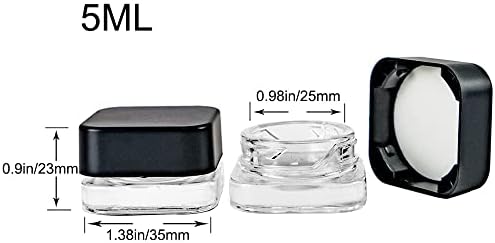צנצנות זכוכית עם מכסים שחורים - מכולות קטנות הניתנות לניתוח לקוסמטיקה - מכולות זכוכית 5 מל עם מכסים לקוסמטיקה,