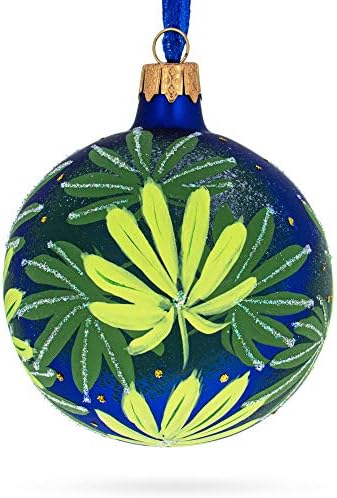 כדור זכוכית קנאביס מריחואנה קישוט לחג המולד 3.25 אינץ '
