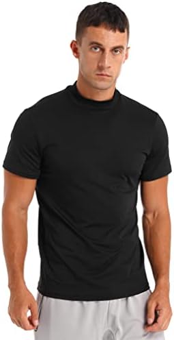 Yeahdor Mens Mock Neck חולצות T