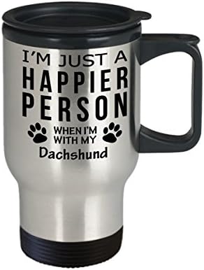 חובב כלבים טיול ספל קפה - אדם מאושר יותר עם מתנות הצלת בעלים של דששונד