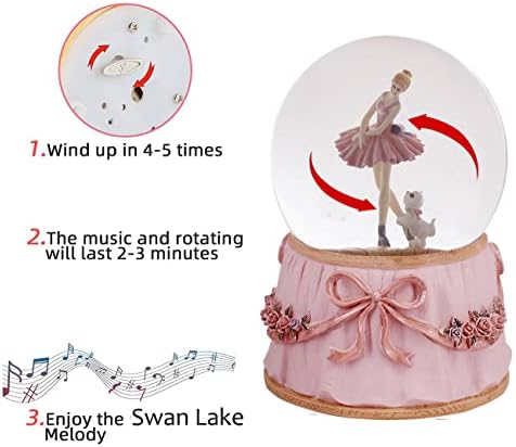 גלובוס השלג של Singeek Ballerina מנגן מנגינת בלט של אגם הברבורים, מוסיקה לחג המולד של Snowglobes מתנות
