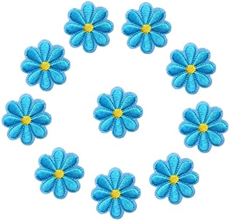 TJLSS 10 יחידות תפור רקום תפור על טלאים פרחים כחולים טלאים חיננית 4 סמ לשקית ג'ינס כובע חולצה DIY אפליקציות