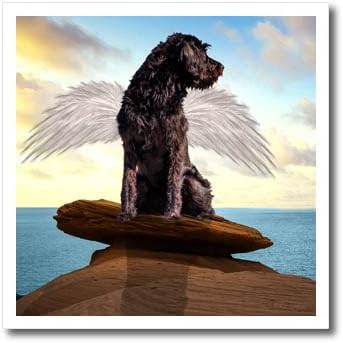 3 דרוז כלב חום מתוק עם כנפי מלאכים ונוף לאוקיאנוס - ברזל על העברות חום