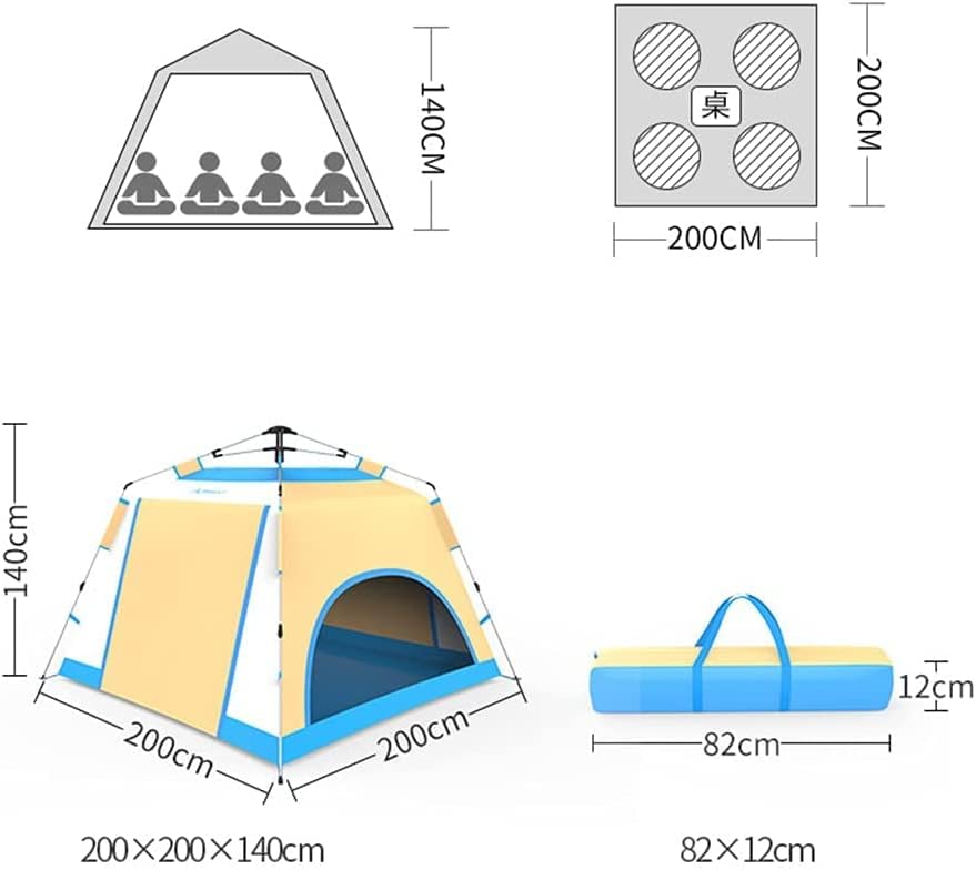 אוהל הייבינג קל משקל קלה מאוהל פופ -אפ מיידי למשך 3 עד 4 אנשים פתיחה אוטומטית פתיחה אוטומטית אוהל אוטומטי
