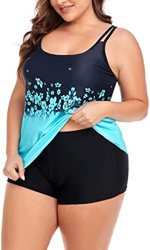B2Prity Tankini בגדי ים לנשים בתוספת בגדי ים בגודל שני חלקים בקרת בטן גופיות פלג גוף עליון עם מכנסיים קצרים
