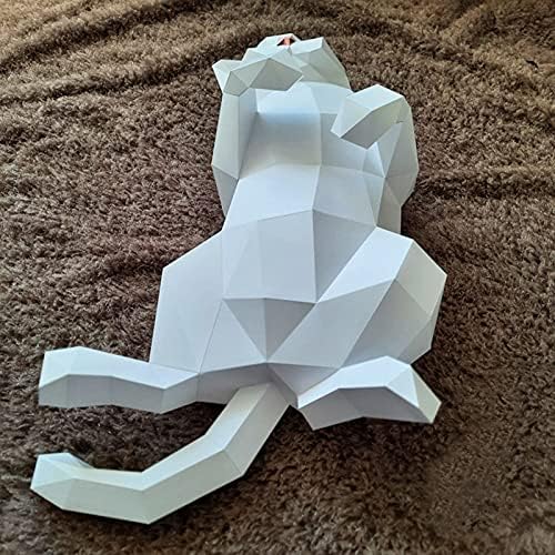 WLL-DP 3D שומן חתול נראה יצירתי נייר פסל נייר דגם DIY DIY קישוטים לקישוט בית קישוטי נייר נייר צעצוע