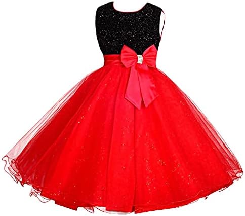 מתגנדר דייזי בנות מנצנץ אירוע מיוחד שמלות חתונה פרח ילדה תחרות שמלת מסיבת שמלה, שחור אדום
