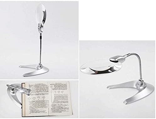 שולחן עבודה זכוכית מגדלת 10 פעמים עם אורות 360 מעלות מסתובב קשישים מוצרים 130 ממ