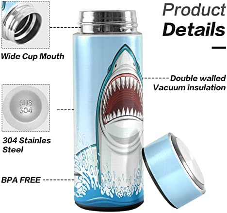 בקבוק מי ים של קטאקו כריש מבודד 16 גרם בקבוק תרמוס של בקבוק נירוסטה למשקה מי קפה כוס ספל אבק רחב לפה רחב