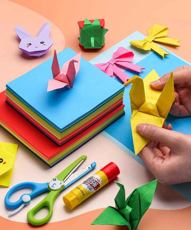 100 גיליונות ניירות אוריגמי צבעוניים צבע דו צדדי צבעי נייר מרובע ערכות מלאכה ערכות קפל קלות מלאכות אמנויות