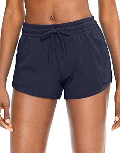 G מכנסיים קצרים של אתלטי הנשים הדרגתי מכנסיים קצרים כותנה נוחים לטרקלין אימון נשים עם כיסים ושריכה
