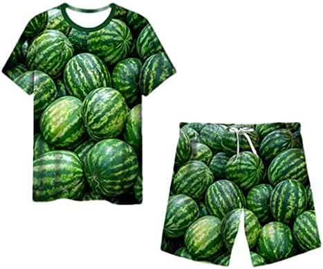 keusyoi מצחיק תלת מימד הדפס פירות חליפת חולצת טריקו היפ הופ לגברים