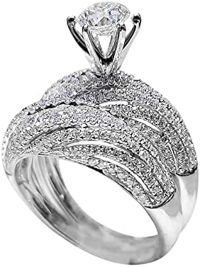 טבעות אופנה לנשים גבירותיי יהלום נוצץ יהלום מלא יהלום כפול סט טבעת הבטחת טבעת סט טבעת אירוסין טבעת זירקוניה