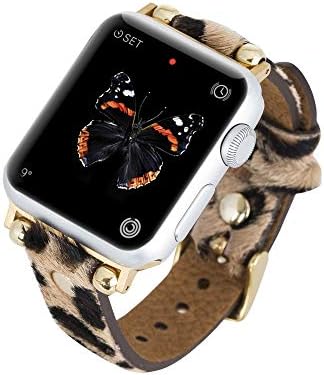 Venito perugia עור Premium עור רצועה רצועה רצועת רצועות עם חתיכות זהב תואמות W/Apple Watch Series 1,2,3,4,5,6,7,