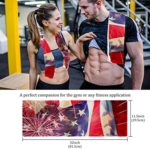 Guerotkr 2 PCS, מגבת יוגה, מגבות כושר, מגבת מחצלת יוגה, מגבות אימון לזיעה, דפוס דגל אמריקה של יום