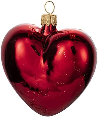 אדום לב יד צבוע פה פוצץ זכוכית עץ חג המולד קישוט תחרה