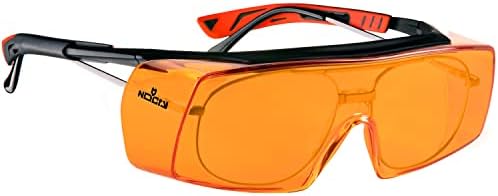 אור כחול נוקרי חוסם משקפיים משקפי בטיחות עם עדשות עמידות בפני שריטות נגד ערפל כתומות; ANSI Z87.1 & משקפי בטיחות