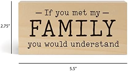 הבן את משפחתי חום גרגר עץ 5.5 על 2.75 שלט בלוק שולחן מעץ אורן
