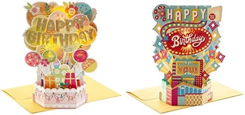 כרטיס יום הולדת של נייר הולמרק וונדר פופ אפ וכרטיס יום הולדת של נייר וונדר מוזיקלי עם אורות
