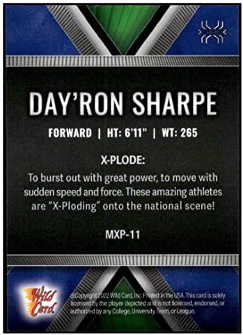 Day'ron Sharpe RC 2022 קלף בר 1/8 טירון מרדף ירוק xplode Blue 11 Net