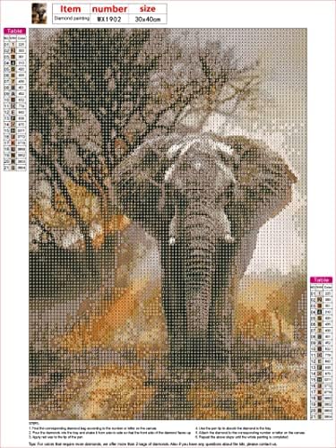 MXJSUA פיל פראי פיל בערכות יהלום ערכות למבוגרים - ערכות אמנות יהלומי פיל למתחילים, בעלי חיים מקדחים מלאים