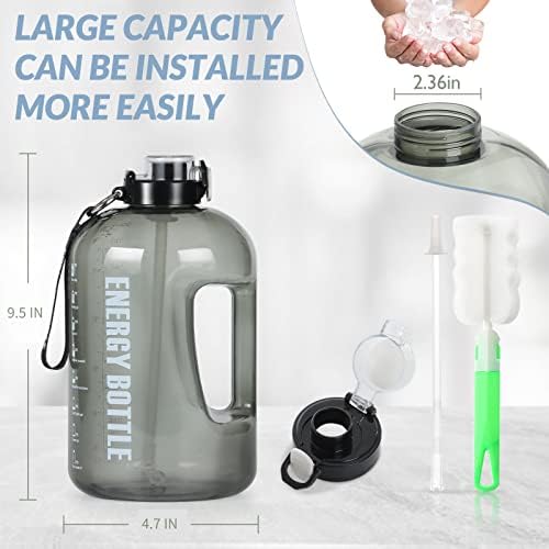 Acuewuja 50oz/1.5L בקבוק מים ליטר בקבוק מים מוטיבציוני עם סמן זמן קש BPA חינם חומר חומר חומר הניתן למחזור