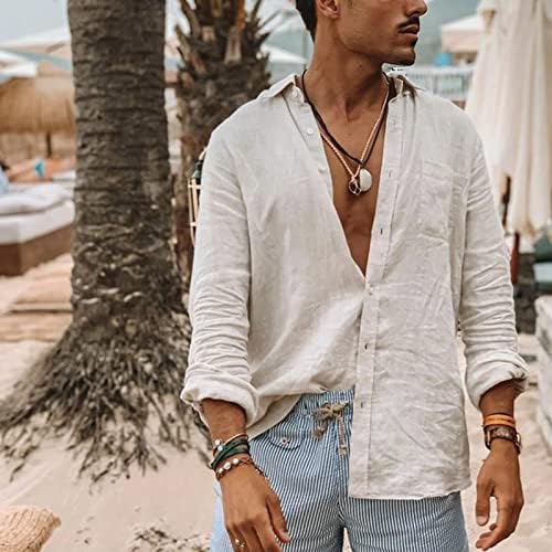 Uofoco שרוול ארוך קולג 'סולבר אופנה גברים סתיו סתיו חולצות כפתור צוואר חולצות פשתן צבעוניות חולצות רכות
