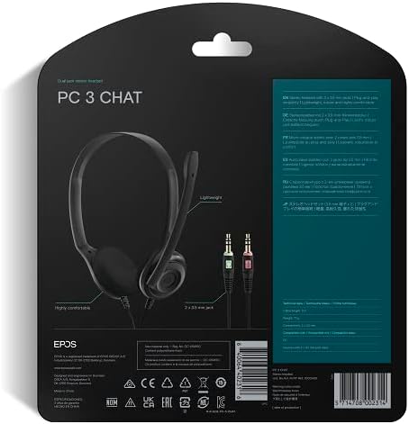 מחשב סנהייזר 3 צ ' אט-אוזניות קוויות עמידות באוזן-מיקרופון מבטל רעשים למשחקים מזדמנים וקישוריות קלה-צליל באיכות